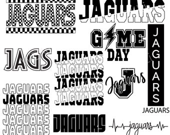 Paquete SVG de Jaguars de moda Jaguars Deportes a cuadros Mamá Deportes Papá Png Svg Jaguars Sublimación Conjunto de 10 archivos. Grunge PNG Jaguar Fútbol