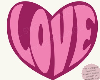 Love SVG Retro png Cortar archivos para Cricut Grunge Imprimir y luego cortar Heart Silhouette Minimalist Valentines
