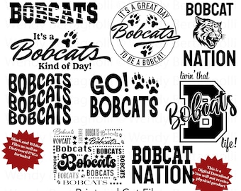 Bobcats SVG Bundle Bobcats Nation Sports Mamá Deportes Papá Png Svg Bobcats Sublimación Conjunto de 9 archivos. PNG grunge incluido.