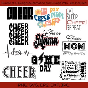 Cheer Bundle Svg Png Dxf EPS Grunge PNG Cheerleader Bundle Cheerleading Cricut Silhouette Cut Files  Cheer Sublimation Bundle Cheer Shirt
