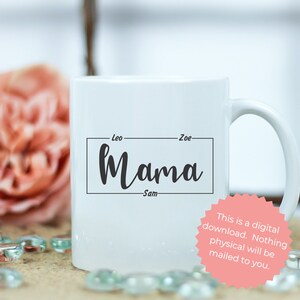 Mama en kinderen SVG Aanpassen met de naam van het kind Oma of Nana of moeder of Gigi Personaliseren om aan uw behoeften te voldoen Instant Download Cadeau voor haar