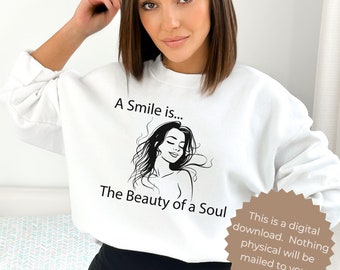 Line Art Woman Beauty Self care svg Female Line Drawing Happy Woman SVG Zelfzorg en zelfliefde. Directe download.