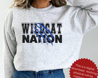 Wildcats Scratches SVG Wildcats Nation png Regalo para mamá Regalo para papá Grunge Wildcats Png Svg Archivos digitales Cricut Sublimación