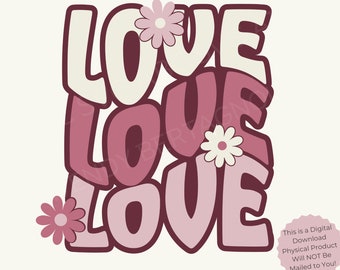 Love SVG Retro Wave svg png Cortar archivos para Cricut Grunge Imprimir y luego cortar Silhouette Minimalist Valentines