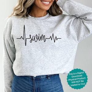 Swim SVG heartbeat Swim Sports Mom Sports Dad EKG Swim Png Svg Print and cut  Swimmming PNG Gift  for Mom Swim gift for Her