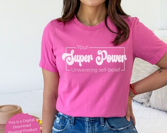 Archivo de corte SVG motivacional para máquinas de silueta y Cricut, frase inspiradora en blanco y negro Png Super Power