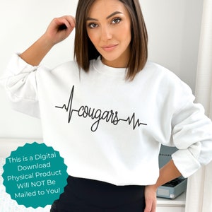 EKG Line Cougars SVG Heartbeat Line EKG Line Cougars svg  Gift for Her gift for dad Png Svg Print and cut Cougars Grunge Heartbeat Line