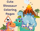 Cute Dinosaur Coloring Pages for Kids | 10 Printable Dino Coloring Sheets | Preschool Activity PDF | Instant Download