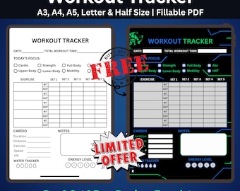 Workout Tracker Printable PDF - Strength Training & Weight Lifting Log for Gym and Home