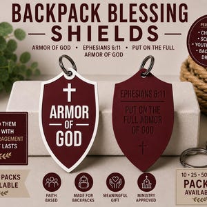 Armor of God Backpack Blessing Tag | Christian Backpack Tag | Ephesians 6:11 | Scripture Back to School Gift | Christian Student Gift