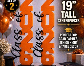 Set of 2 Graduation Centerpieces 2026 & 2027, Personalized Graduation Party Decor, Class of 2026 2027 Table Decorations, School Colors