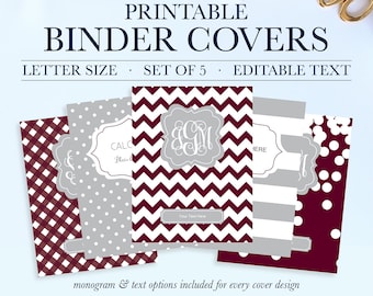 student printable binder covers and spines personalized etsy