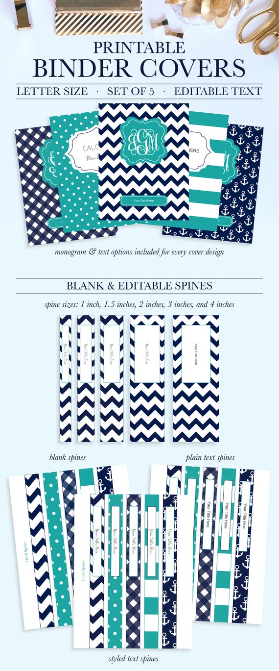 personalized binder cover printable student printable binder etsy