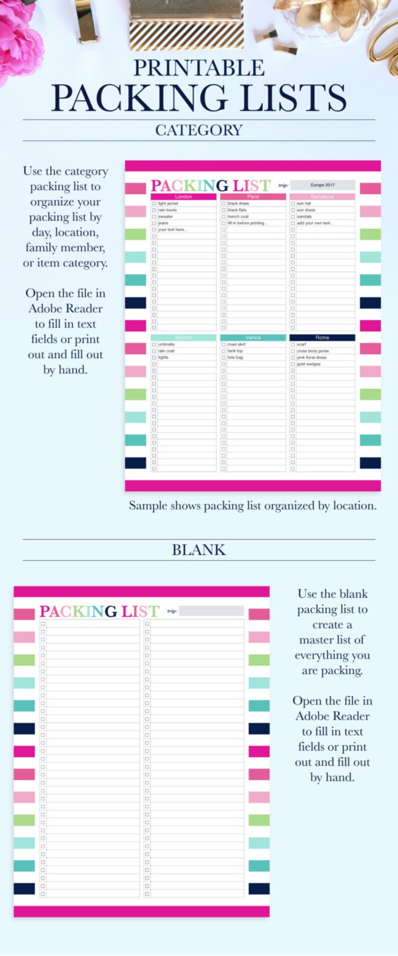 printable packing list travel packing list packing planner