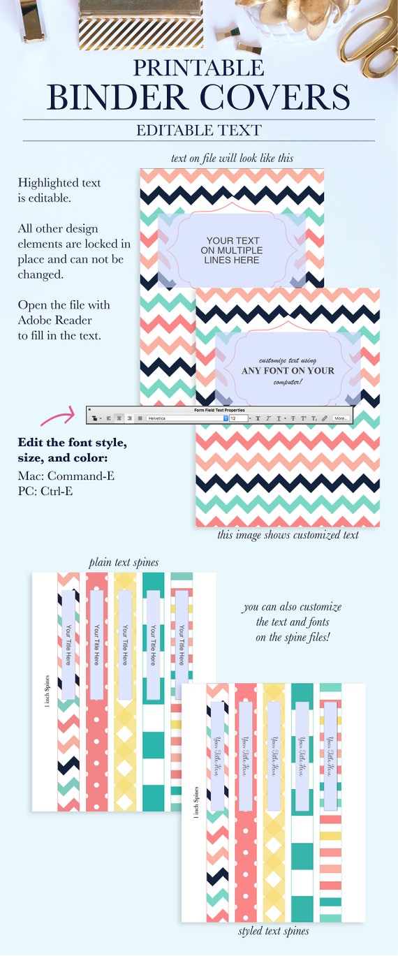 student printable binder covers and spines personalized etsy