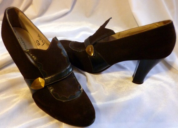 Original Late 1910s-1920s Brown Suede & Leather Sh