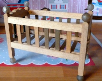 RARE Vintage TYNIETOY Tynie Toy Nursery Baby Crib Dollhouse Miniature