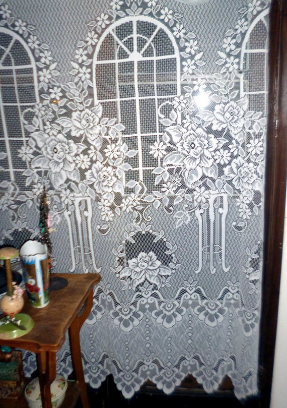 New European Sheer Lace Curtain Fabric 103" Long Adjustable Fabric Width By Yard New European Sheer Lace Curtain Fabric 103" Long Adjustable Fabric Width By Yard