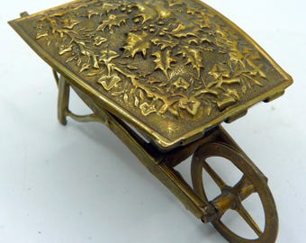 Antique 1874 English W Avery & Sons Needle Case Wheelbarrow with Holly Figural Antique Sewing