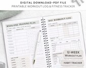 12 Week Gym Workout Planner Printable PDF | Fitness Training Log | Habit Tracker | Digital Download