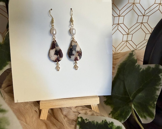 Handmade Freshwater Pearl Dangle Earrings, 14k Gold Plated