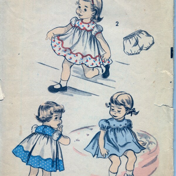 Vintage 1950's Baby - Toddler Dress Pattern, Advance 6232 Sewing Pattern, Size 1