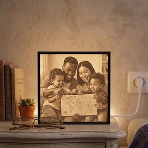 Custom Lithophane Lamp, 3D Printed Photo Night Light, Personalized Anniversary Gift