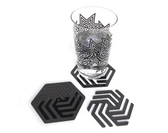 Two-in-one modern black Coasters