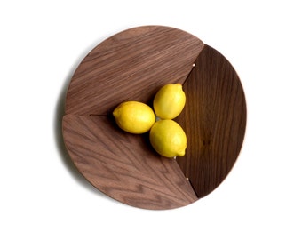 Modern reversible Walnut / Birch wood Fruit bowl