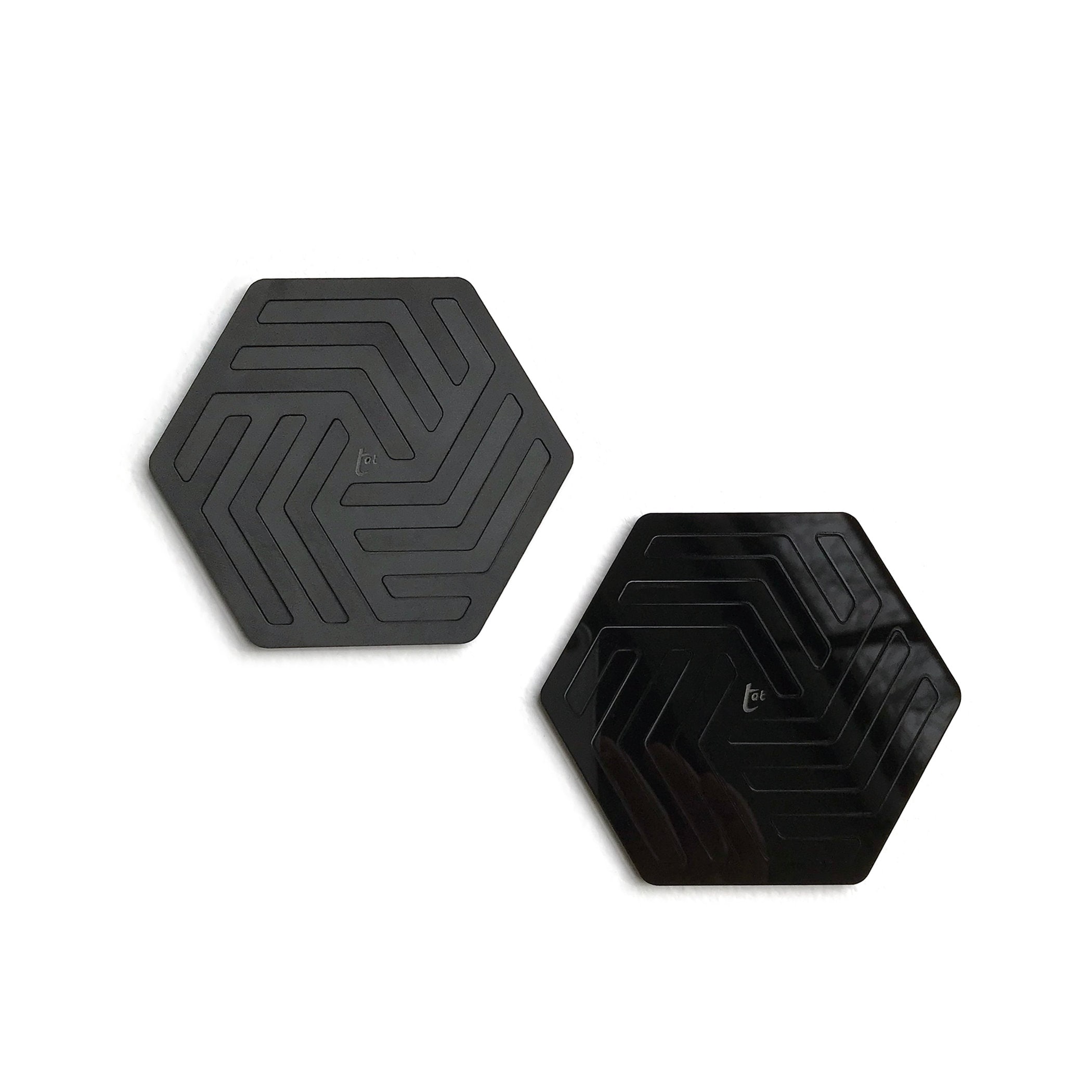 Twoinone modern black Coasters Etsy
