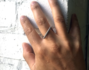 SIlVER SQUARE RING, Modern brushed sterling silver ring for man or woman