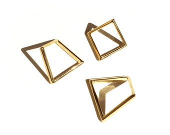 GOLD SQUARE RING, Modern 18K gold plated ring for man or woman