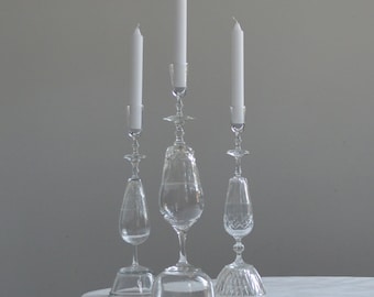 Candleholder made from upcylcled glassware