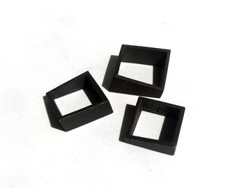 BLACK SQUARE, Contemporary oxidized steel ring for man or woman