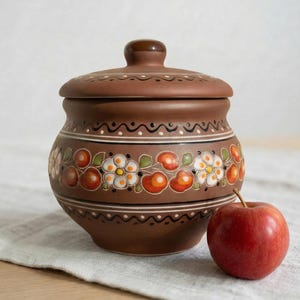 Makitra en céramique fait main - Marmite ukrainienne en argile pour four, marmite rustique