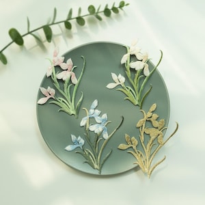 Zestaw 7 naszywek do prasowania "Szepcząca Orchidea", haftowana aplikacja kwiatowa na fartuchy, torby i artykuły rękodzielnicze