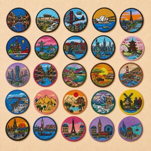 Travel City Embroidered Iron On Patches, World Landmark Backpack Jacket Decor, Adventure Gift for Travelers