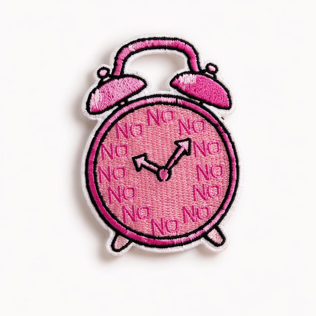 Pink Alarm Clock Patch, Embroidered 