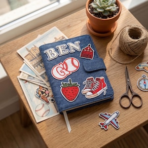 Personligt A6-anteckningsboksfodral: Anpassat namnbroderat anteckningsboksfodral, kalenderfodral i canvas