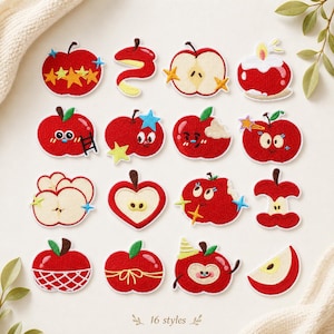 Parches bordados de manzanas, agradecimiento a los maestros, decoración DIY para la vuelta al cole
