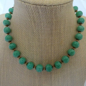Vintage, Miriam Haskell, Speckled Green Glass, Choker, Necklace. image 1