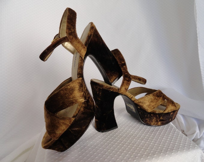 Vintage, Crushed Velvet, Platform Shoes. Etsy
