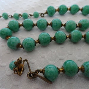 Vintage, Miriam Haskell, Speckled Green Glass, Choker, Necklace. image 3