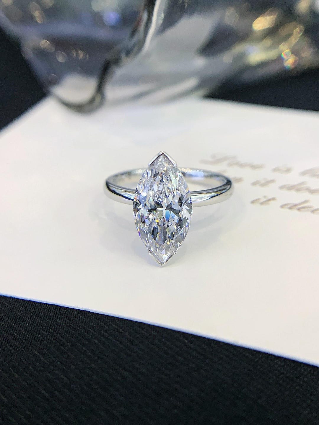 Marquise Cut Lab Grown Diamond Ring | Solitaire Engagement Ring | 14K ...