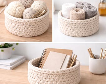 Patrón de cesta de crochet gruesa / Almacenamiento fácil para principiantes (PDF)