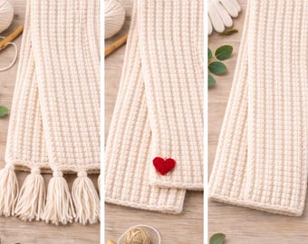 Patrón de bufanda de crochet de canalé grueso / Fácil para principiantes (PDF)