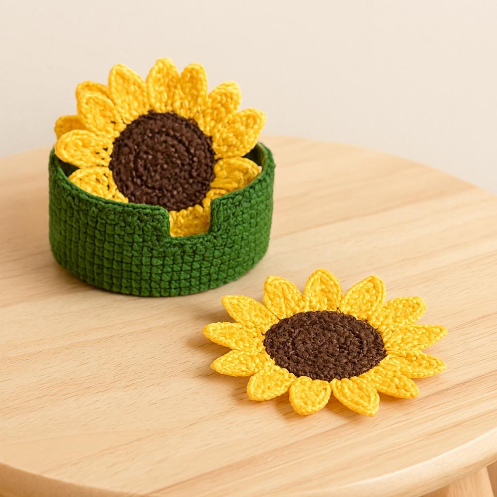 Sunflower Coaster Crochet Pattern | Beginner Friendly (PDF Pattern) - Etsy