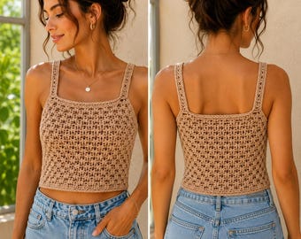 Crochet Top Pattern | Summer Breeze | Easy Crossed Stitch | DK Cotton | Sizes XS to XL