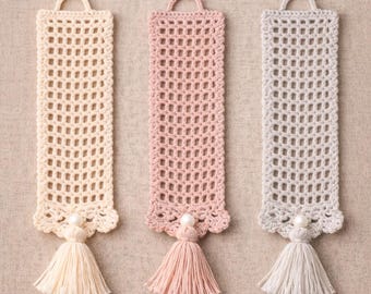 Patrón de marcapáginas de encaje de crochet / Diseño de borla fácil para principiantes (Descargar PDF)