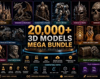 Mega pakiet ponad 20 000 modeli 3D, pliki STL do drukarek FDM/żywicznych (do pobrania w wersji cyfrowej)